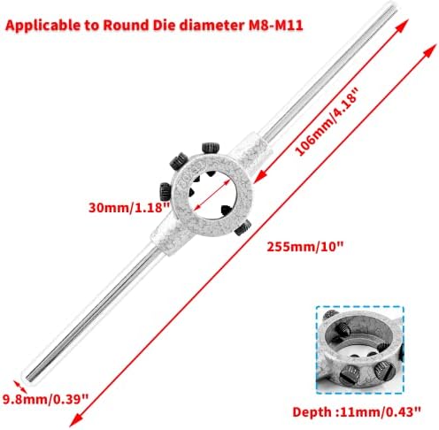 Moicstiy 1,18 inčni die šljokica, 30 mm x 11 mm Navojni držač za navoj za metrički M10-M11 okrugli die