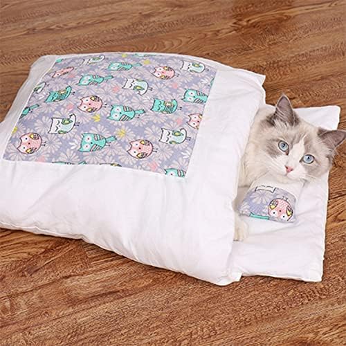 LÜZHONG mačji krevet za spavanje, Premium japanski krevet za mačke topla torba za spavanje, krevet za mačke za kućne ljubimce uklonjiva prostirka za kućne ljubimce zimski krevet za kućne mačke jastuk za gnijezdo sa jastukom