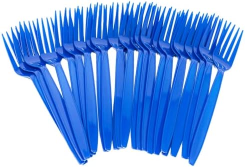 Plave plastične vilice - plave kašike za zabave, lagane plastične kašike, plastične kašike, plastične posude, za jednokratnu pribor za pribor za prigode, plastične kašike, plavi voćnjaci