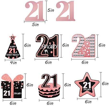 Excaleon 21. rođendanski ukrasi za nju - 8pcs Rose Gold Foil 21 viseći vrtloge - konačno 21 rođendanski