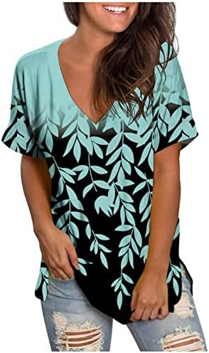 Zlovhe Women's Plus sizen Odeća ženska proljetna ljetna modna plaža casual print labav majica kratkih