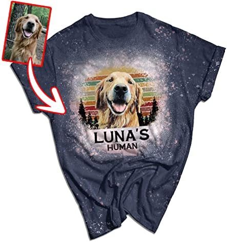 Pawarts prilagođena fotografija za kućne ljubimce s imenom za kućne ljubimce šarena prilagođena Izbijeljena košulja-majice za pse za muškarce prilagođene majice za psa tatu psa