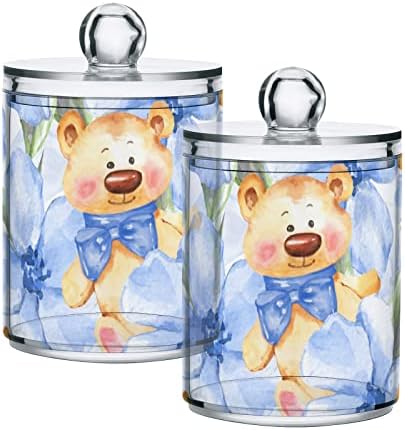 Plavi cvjetovi Medvjed pamuk držač kupaonica posude za kupatilo sa poklopcem Postavite pamučnu kugličnu