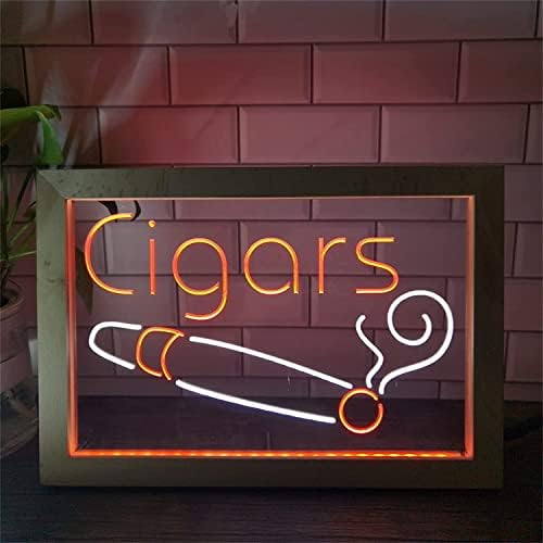 DVTEL LED zapis za cigaretu, USB noćni lampice Neonska svjetla sa drvenim okvirom, zidni viseći