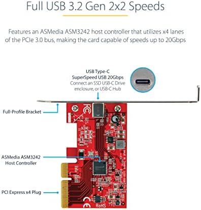 Starch.com 1-port USB 3.2 Gen 2x2 PCIe kartica - USB-C Card Cress 3,0 X4 CONTROLLER CONTROLLER - USB Type-C
