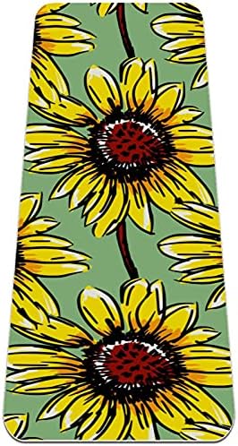 Siebzeh Painted Sunflowers Pattern Blooming Premium Thick Yoga Mat Eco Friendly Rubber Health & amp; fitnes