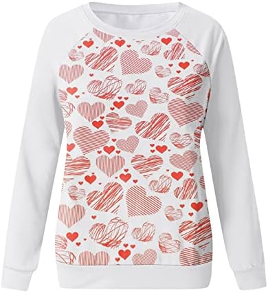 Jjhaevdy Womens Slatko ljubavno srce Print vrhovi grafički puloveri Sretan valentinovo košulje