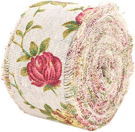 DIY Vintage Burlap vrpca Roll Rose Flower Printed JUTE vrpca Jedini kaiš kaiš vjenčani dekoracija krpa