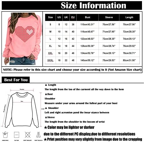 Xiaxogool Basic Diselizirane majice za žene Crewneck Dukserice dugih rukava Valentines dan 2023 vrhova