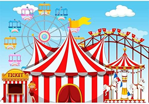 Yongfoto 5x3ft pozadina za cirkuski šator Ferris točak vrtuljak Roller Coaster Cartoon zabavni Park pozadina