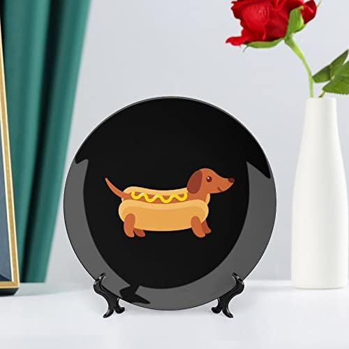 Jazavčar u vrućim psećim lepinjama sa senfom Vintage Bone Kina Dekorativna ploča sa zaslonom