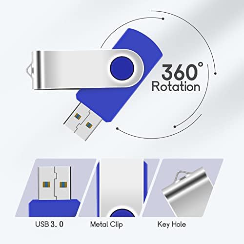 32GB Flash Drive USB 3.0 Thumb pogon 5 pakovanje Swile Swivel Memory Stick pogon sa LED indikatorom / vrpcom