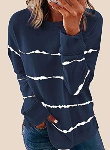 FarySays ženska 2022 casual crewneck dugih rukava s dugim rukavima slobodna strana split pulover vrhove