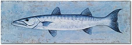 RFDEPOT ARTS Fish Canvas zidna umjetnička slika sa teksturiranim modernim obalnim slikama u plavoj