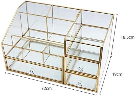 Anncus Nordic Gold Grid Glass Flip Futrola Za Skladištenje Tip Fioka Za Zaštitu Od Prašine Alati Za Šminkanje Desktop Kontejner Beauty Glass Kutija Za Odlaganje -