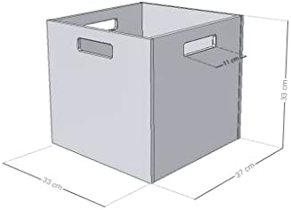 BENLEMI Drveni kutija za odlaganje Model 1 - sa ručkama - bijela i prirodna boja - 33 x 33 x 37 cm