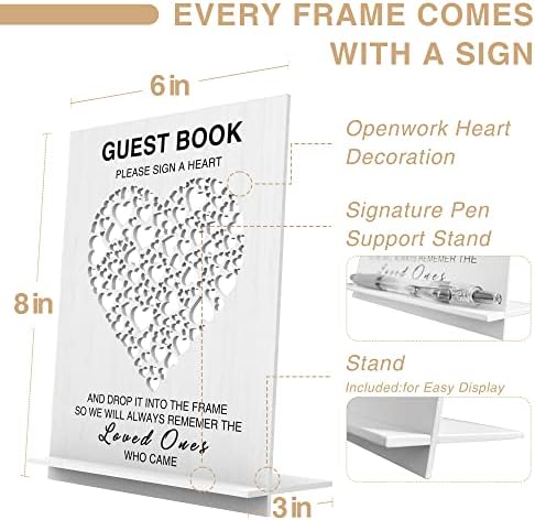 Decopire Wedding Guest Book alternativa, drveni okvir za fotografije sa 85 srca, 2 velika srca,