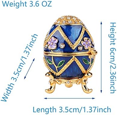 Furuida Blue Faberge Egg Trinket kutije sa šarkama za cvijeće Emajl nakit klasični ukrasi zanatske