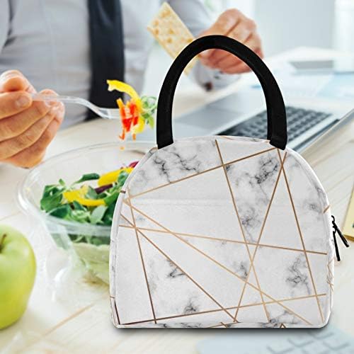 AUUXVA torba za ručak geometrijske zlatne linije mermerni Print, kutija za ručak izolovane torbe sa ručkom, hladnjak za višekratnu upotrebu torba za led za žene muškarci Dječaci Djevojčice