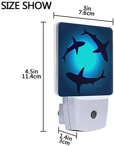 Naanle Set od 2 plutajuća ajkula plava Okeanska voda Auto senzor LED Dusk to Dawn Night Light Plug in Indoor for Adults