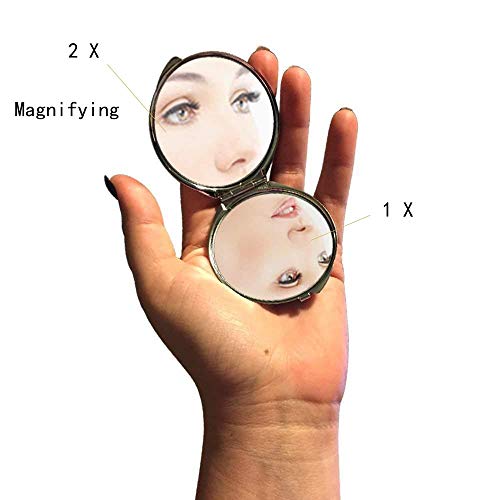 Ogledalo, ogledalo za šminkanje, betta riba tema džepnog ogledala, prenosivo ogledalo 1 X 2x uvećanje