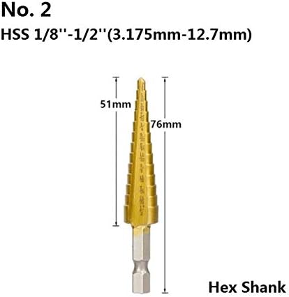 Spiralna bušilica sa žljebovima 1/8 -3/4 inčna bušilica za korak od titanijuma presvučena HSS bušilica za