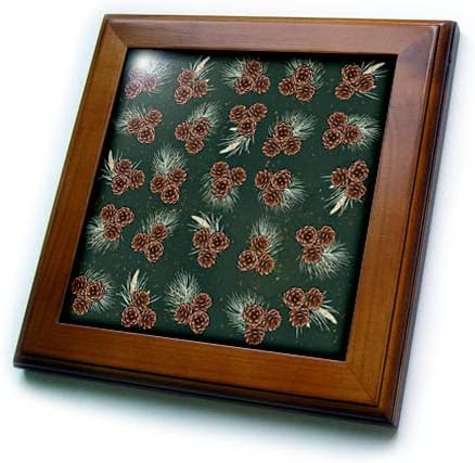 3drose prilično Božić Pinecones i zelenilo obrazac-Framedled Tiles