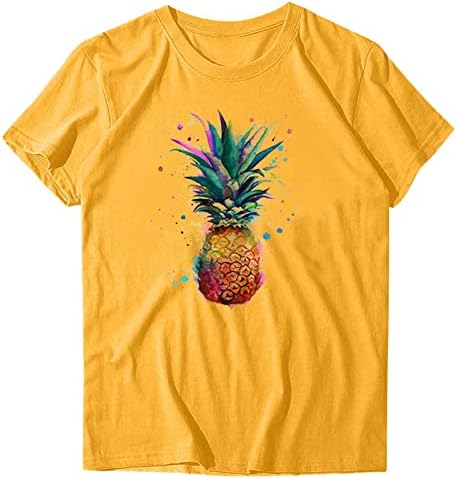 Stretch Shirt Žene Casual Ananas Štampanje Kratkih Rukava Posada Vrat Labave Tshirt Bluza Tops