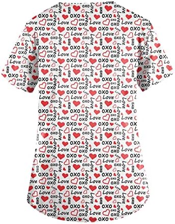 Dnevne košulje za Valentine za žene 2023 Izlasci na vrhu Plus veličina Y2K Odjeća Slatki Valentinovo tiskani kratki rukav V-izrez