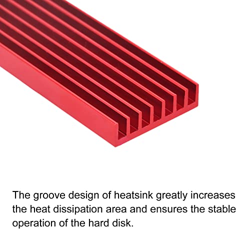 MecCanixity 2 paket M.2 2280 NVME SSD hladnjak hladnije legura aluminijski hladnjak sa montažnim vijcima Kit odvijača, 1 mm termički jastučić, za laptop, 70 * 22 * ​​6mm, crveni