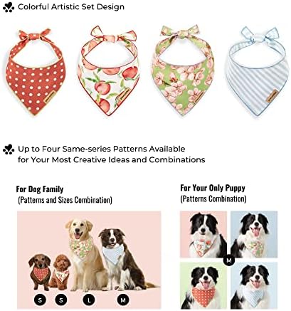 Paws Wishes pas Bandana 2 paket, cvijet i Stripe Set Georgia Peach, Pet Friendly dizajn, kosa i vodootporan,