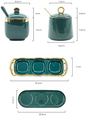 DVTEL kitchen Supplies keramička tegla za začinjanje zelena začinska bočica trodijelni Set za domaćinstvo