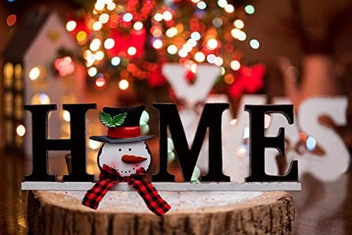 E-view Božićni dekor Drvo snjegović središnji dio Božićne dekoracije, drveni Snjegovići ukrasni znak za kamin od polica na stolu, Samostojeći dekor stola za zimske praznike