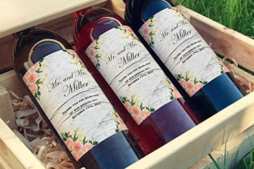 20 naljepnica za boce vina personalizirane cvjetne rustikalne ružičaste zlatne naljepnice