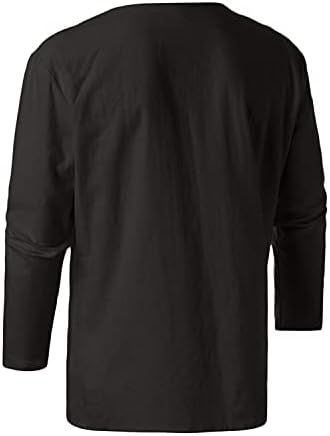 Muška majica od punog posteljina Popover majica V izrez Ležerne prilike za čipke dugih rukava Moda