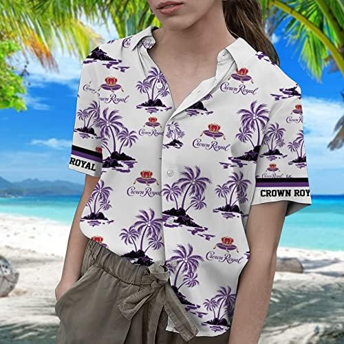 Havajska majica Crown Fon, Aloha Beach odmor Ležerne prilike down majica kratkih rukava Cvjetni
