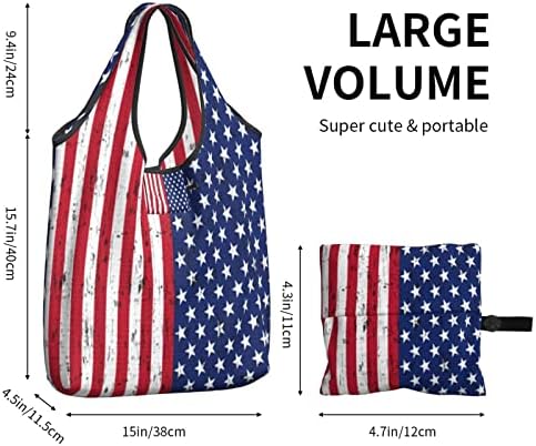 Trgovića za višestruku za višekratnu upotrebu Trgovinske vrećice American-Flag-Stars-Stripes Torbe