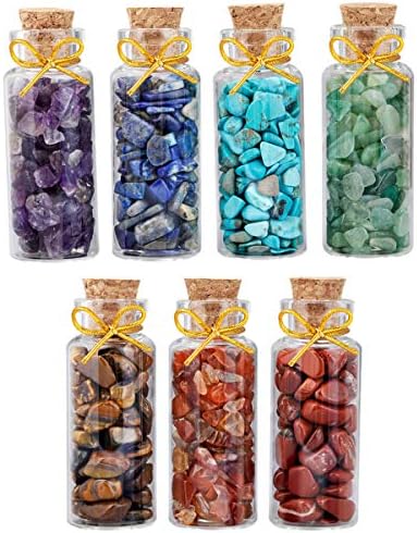 MookaiteCor 7pcs Mini staklene boce za želju srušene drago kamenje Crystal Chips izlečivanje set Reiki