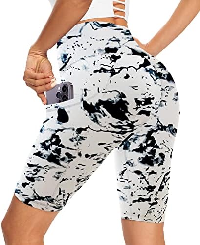 Biker šorc za žene sa džepovima-8 & # 34; visokog struka Spandex Bike Shorts za teretanu trening Atletski trčanje Yoga