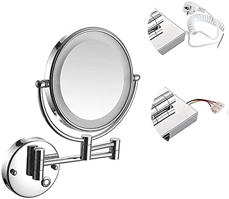 Zaahh 8-inčno zidno ogledalo za šminkanje sa uvećanjem,dvostrano proširivo, okretno za 360 stepeni,produžna