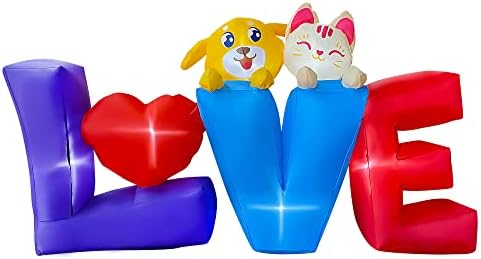 SEASONBLOW 7 FT Valentinovo napuhavanje Ljubav Srce Sa pas i mačka LED osvijetljeni ukras za rođendan