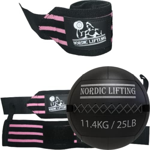 Nordic Lifting Wrist Wraps 1p-Pink paket sa zidnom loptom 25 lb
