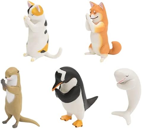 SdeeteSamjun 5 kom Mini zen Decor životinjske figurice, minijaturni pas pingvin delfin vidter joga poze meditacije