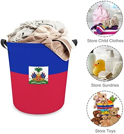 Zastava Haiti Sklopiva košarica za pranje rublja Vodootporna kočića za pohranu bin s ručkom 16,5 x 16,5 x 17