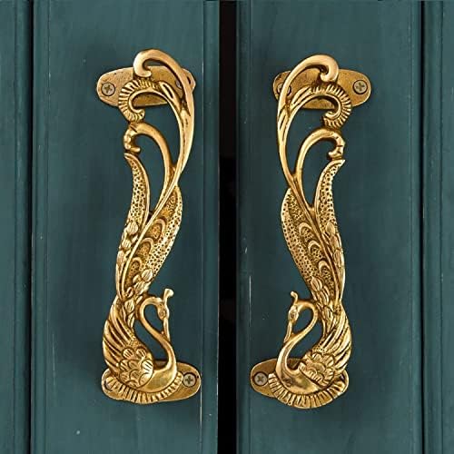 Indijski ograde - ručka paunova vrata - mesingana vrata - zlatne ormare za ormare - 6,2 centra za središnju ladice - vintage ručke vrata - ručka vuče vrata - vintage dekorativna ručica vrata