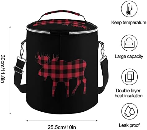 Karirani Moose Drvosječa crvena crna torba za ručak nepropusna hladnjača za višekratnu upotrebu