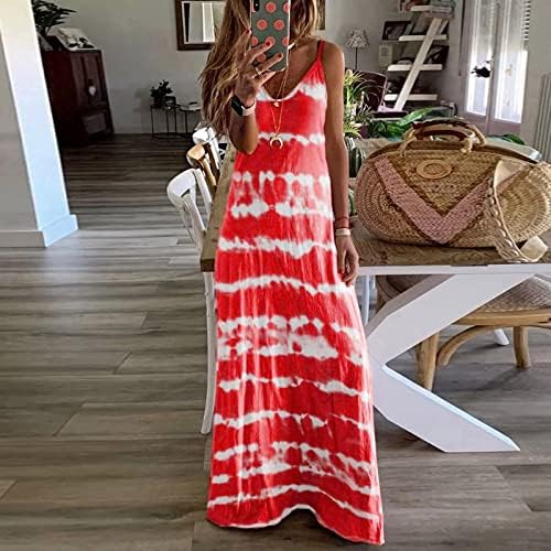 Ženska haljina Deep V izrez Maxi haljina bez rukava Casual špageti remen duga haljina labava lepršava ljuljačka cvjetni sarafan na plaži