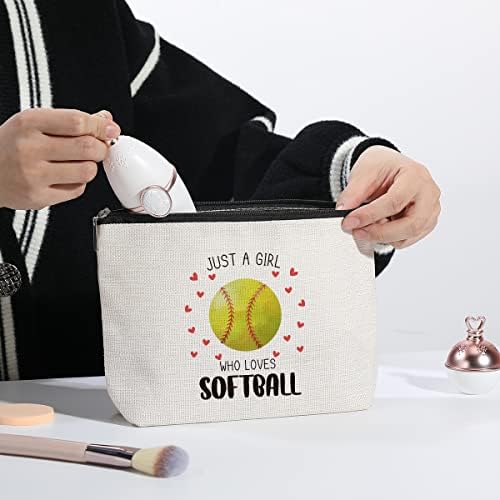 Softball pokloni torba za šminkanje za djevojčice inspirativni pokloni za žene njeni ljubitelji softballa mama kćerka sestra rođendanski pokloni za Koleginicu prijateljicu BFF Besties-samo djevojka koja voli Softball