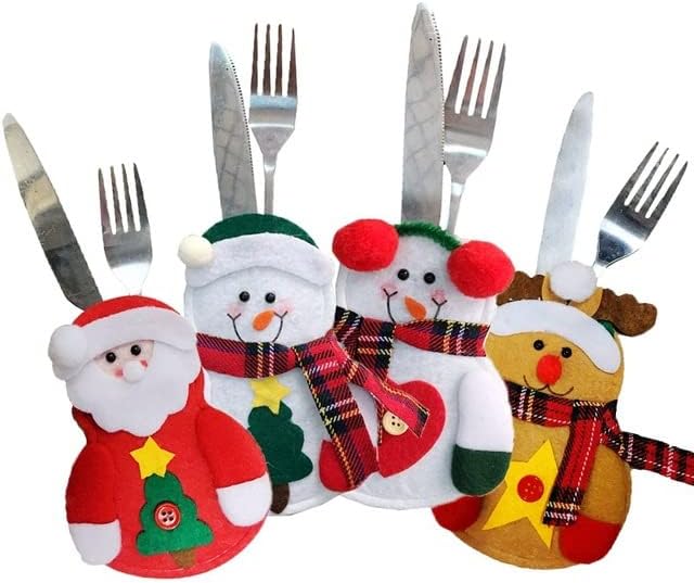 4kom Božić nož & amp;viljuška Storage Bag Božić Dinnerware organizatori Home Hotel Božić dekoracije