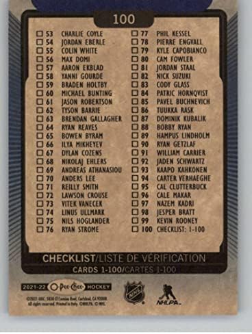 2021-22 O-pee-chee plava granica 100 Checks list kartica NHL hokejaška kartica